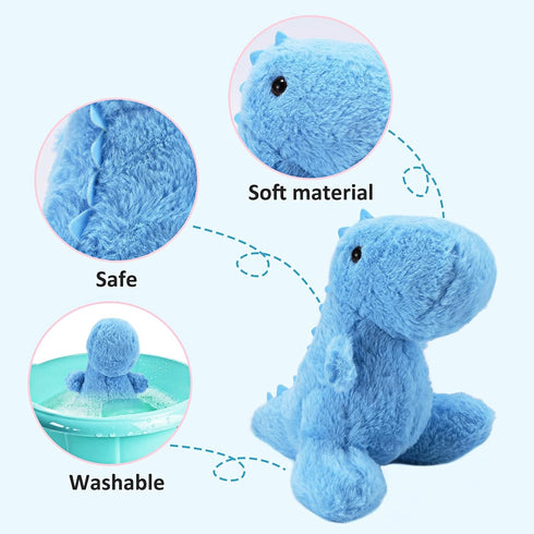 Blue Dinosaur Stuffed Animal, Cute Soft Plush Toy for Kids 3-5, 9" Dinosaur Party Favors, Xmas Birthday Gifts