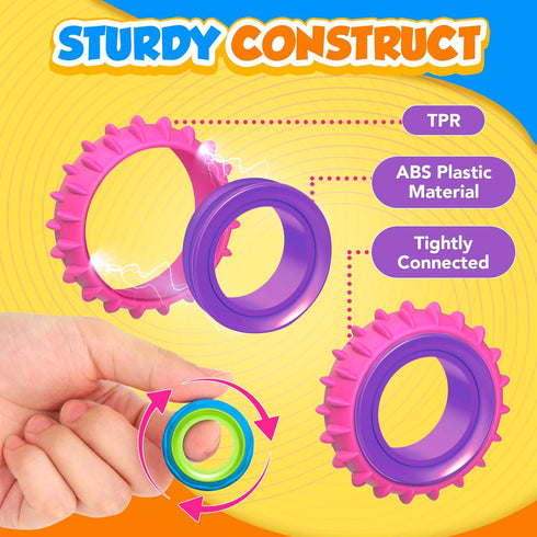 24 Pack Fidget Toys Sensory Rings for Kids: Goodie Bags Stuffers for Kids - Quiet Stress Toys for Autism Calming - Fun