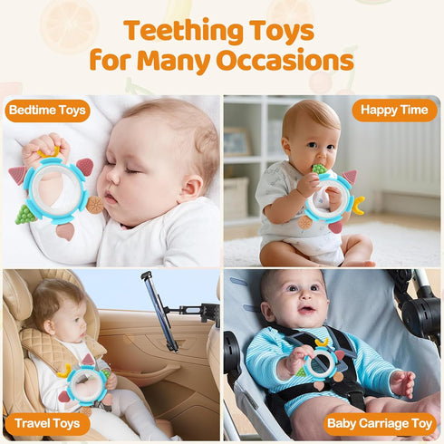 3-6-12 Baby Teething Ring Toy for Months, Silicone Infant Teether for Sore Gum Relief, Soothing Sensory Chew Toy, Ideal