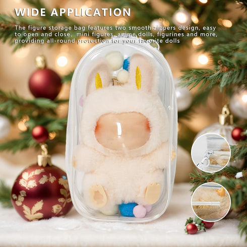 ICEICE 17cm (7 Inches) Clear Display & Storage Case for Doll PVC Bag with Detachable Keychain for Collectible Toys