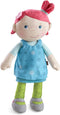 HABA Snug Up Philine, 10" Soft Doll with Embroidered Face, Pink Pigtail, Removable Blue Dress, Machine Washable