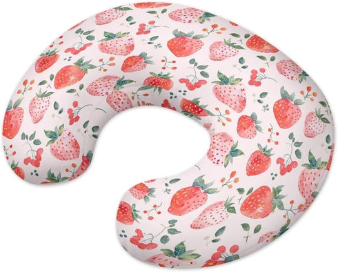 Strawberry Nursing Pillow Covers Reversible and Soft Feeding Pillow Slipcover Fits Standard Infant Nursing Pillow