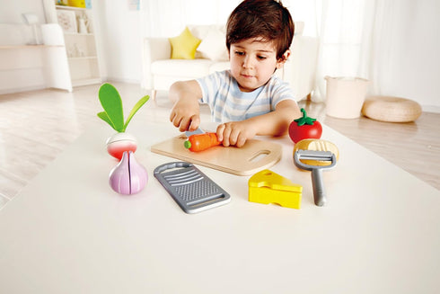 Set Hape Cooking Essentials Toy | Play Food Cutting Vegetables for Kids, Wooden Food Kitchen Accessory Toys