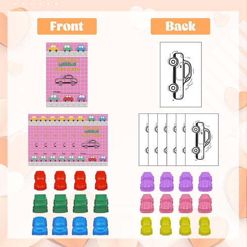 24 Set Pcs Easter Gifts for Kids with Car Shaped Crayons - Easter Egg Fillers Cards for Kids School Basket Stuffers