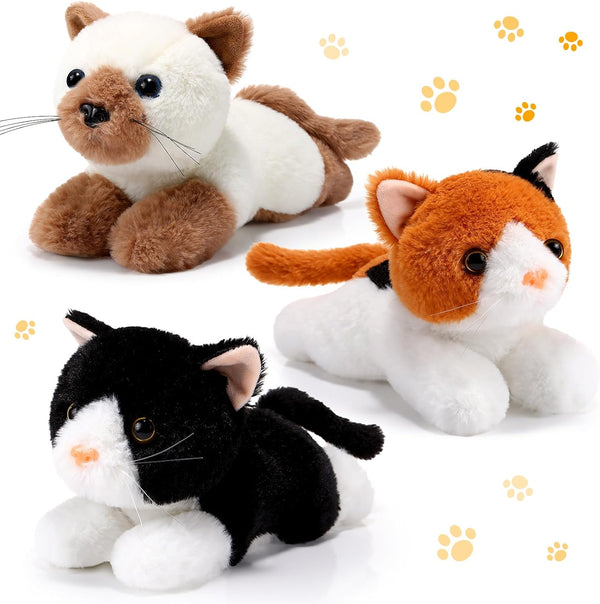 3 Pcs 9 Inch Cat Stuffed Animal Plush - Cute Stuffed Cat Plush Toys - Sleeping Gifts for Boys Girls