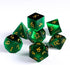 Cat's Eye Gemstone Dice Set - 7 Pcs Green Dice Set with Box for Dungeon and Dragon Dice Games.