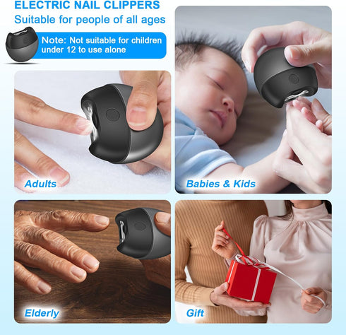 Yoiilifee 2-Speed Trimmer, Electric Automatic Nail Clipper with Light, USB Rechargeable, Nail Scraps Storage & Magnetic