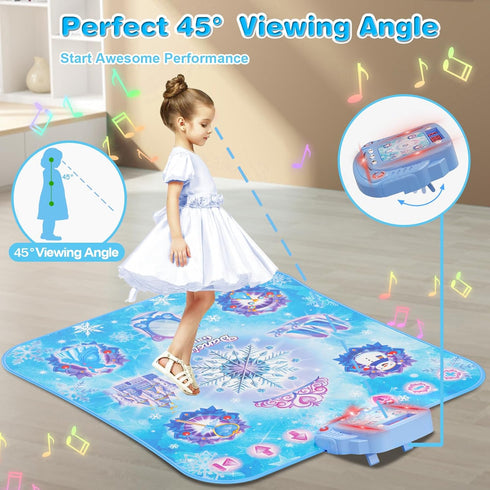 2024 8-Button Frozen Dance Mat with Wireless Bluetooth, Upgraded Light Control System for 3-12 Year Old Girls