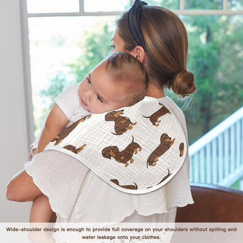 Qinllo 2 Pack 22x11 Inch Muslin Burp Cloths Dachshund Dogs Cute Cotton Baby Burp Cloths Absorbent Burping Cloth Soft