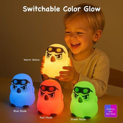 Bald Eagle Night Light for Kids, Multi-Color Changing Rechargeable Night Light for Baby Toddler Nursery, Cute Lamp