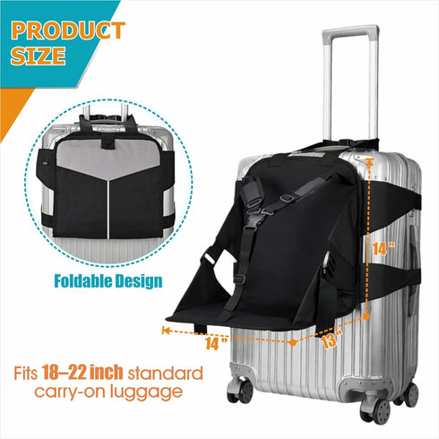 Kids Travel Seat for Suitcase, Portable Ride-On Luggage Seat Attachment for Toddlers, Child Carrier for Carry-On