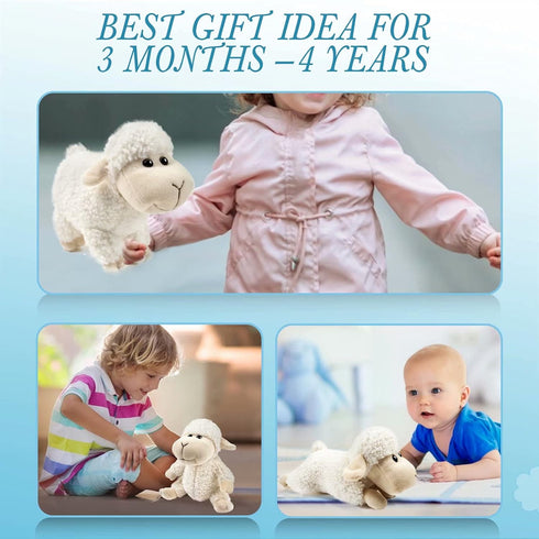 Tiny Heart Lamb Stuffed Animal, 3 Pcs Cute Plush Toy for Nursery Home Decor, Small Gift for Kids (White)