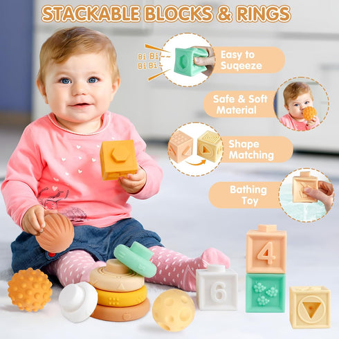 6-12 6 1 Wuzhineisn Baby Toys Months Montessori Toys in Musical Instruments for Toddler, Stacking Blocks Development