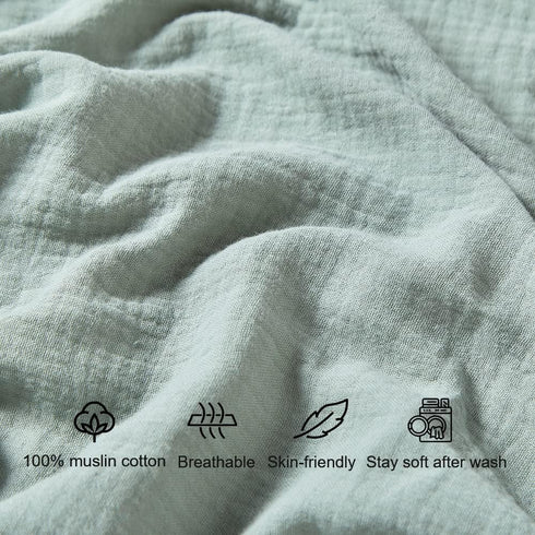 Muslin Crib Sheets for Baby Boys Girls, Neutral Fitted Crib Mattress Sheet for Standard Crib and Toddler Mattress, Soft and Breathable, 28” x 52” (Sage green) by QUENESS