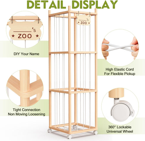May Eileen 53.54" 15.74" 15.74" Stuffed Animal Storage & Organizer, Wooden Stuffed Animal Holder, Plushies Storage