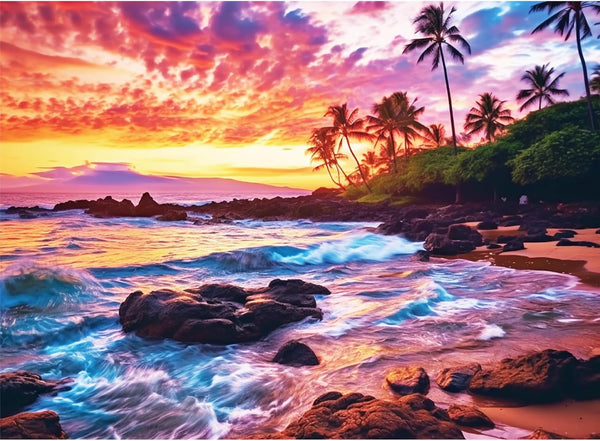 500 Piece Beach Puzzle for Adults - Sunset Recycled Cardboard Jigsaw for Family Fun - Great Gift Idea