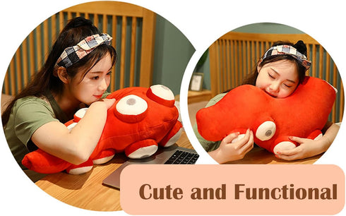 Octopus Tentacles Plush Pillow, Stuffed Animal Gift for Kids Adults (17.7 * 13.7in, Red)