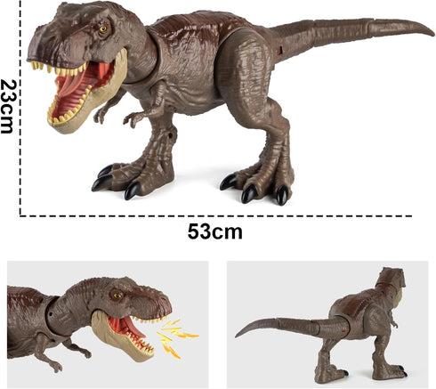 3-5 6 7 8 Tyrannosaurus Rex Action Figure Toy - Continuing Head Strike T Rex Dinosaur Toy with Roar & Light Up, Neck