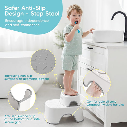 Set(One Maliton Baby Potty Training Seat with Step Stool, Potty Training Toilet for Boys Girls, Anti-Slip Toddler Stool