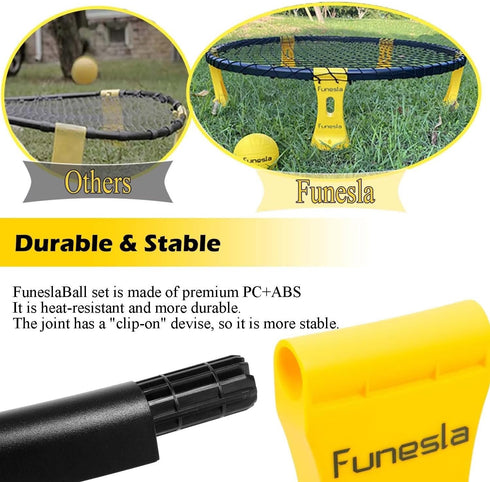 Funeslaball Roundnet Game Set with 3 Balls Kit and Carrying Bag, Beach Lawn Ball Game for Adults and Family, Indoor