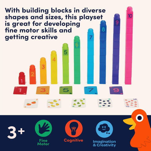 Battat Education – Locbloc Counting Blocks – Building Blocks for Toddlers – Learning Stacking Blocks (107 Pcs)