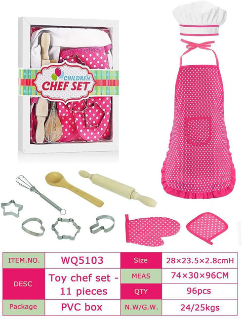 Qmakup Sets 2-8 Kids Baking for Girls ,Chef Costume Kids and Ttoddler Apron for GirlsKids Chef hat and ApronPopular