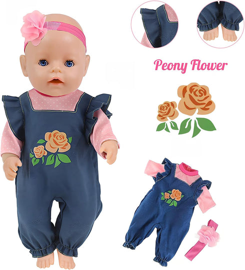 NUOXIXI 14-18 Inch 5 Sets 43cm 14-16 Inch/15 Inch/18 Inch/Girl&Boy Baby Doll Clothes Accessories Dress with Hats Socks