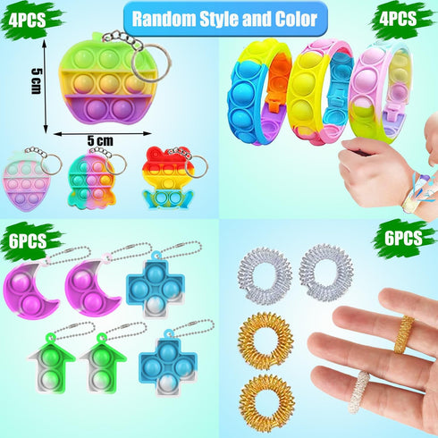 Aibequ 120 Pcs Fidget Toys Party Favors for Kids, Stress Relief Sensory Toys for Anxiety Autism ADHD, Treasure Box Toys