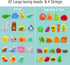 Montessori Educational Wooden Lacing Beads Toys for Toddler 3-5 Years Old, Farm Animals Fruits Vegetables Threading