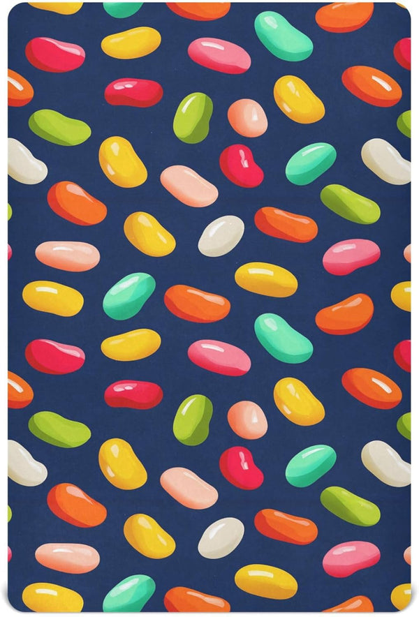 Pigsaly Crib Sheets Colorful Jelly Beans Baby Sheet for Standard Crib Mattress Boys