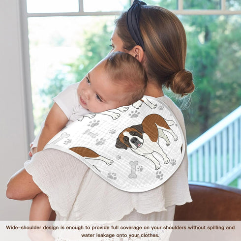FUQIUMI 4 22"x 11" St-Bernard-Shorthaired Dog Muslin Burp Cloths for Babies,Soft Cotton Layer Burping Cloths