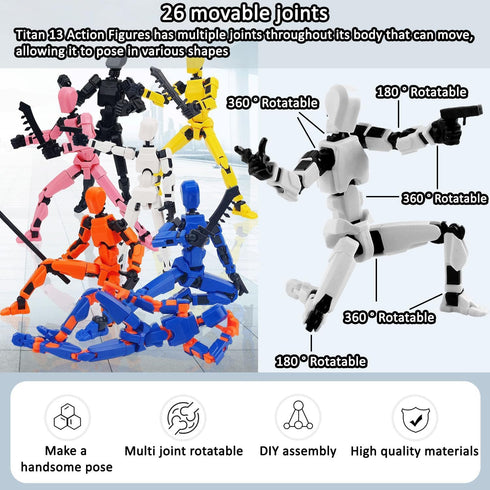 BVVLI T13 Set, 10PCS 3D 13 Dummy 13 Action Figure Robot Printed Toys Lucky Titan Action Figure with Multiple