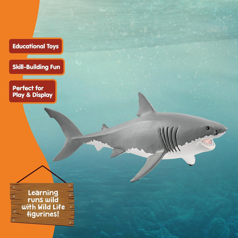 3+ Schleich Wild Life Realistic Great White Shark Figurine - Durable and Educational Ocean Shark Animal Figurine Toy