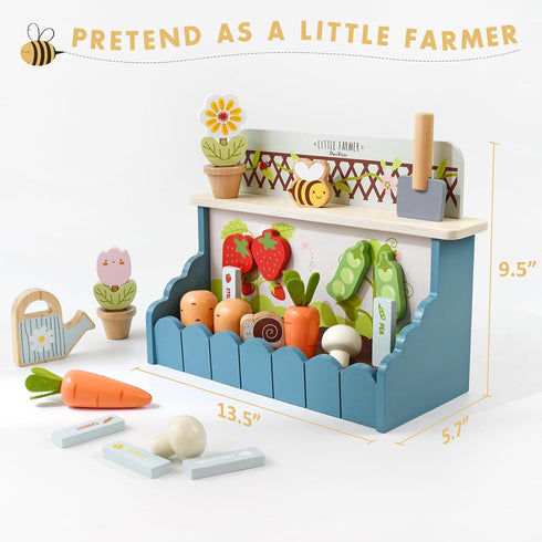 Set 3+, PairPear Montessori Wooden Vegetable Matching Toy Play Food Garden for Toddlers Preschool Learning Sorting