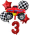 ALY 6PCS Monster Truck Foil Balloons for Kids 3rd Birthday Baby Shower Car