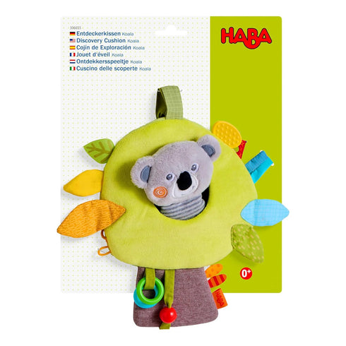 0-12 HABA Koala Hanging Toy for Babies, Stroller and Car Seat Toy - Interactive Plush Activity Center with Rattle