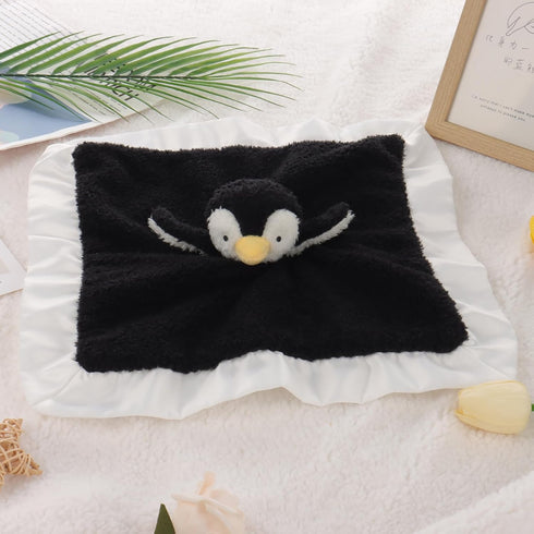 Soft Security Blanket Apricot Lamb Stuffed Animals, Luxury Snuggler Plush Black Penguin, 14 Inches