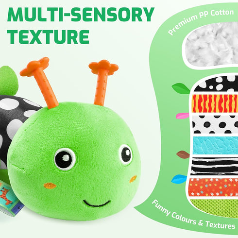 0-6 6-12 Toys,Tummy 0-3-6-12 Sumobaby Baby Toys Months, Music Caterpillar Plush Toy with Baby Mirror, Pull