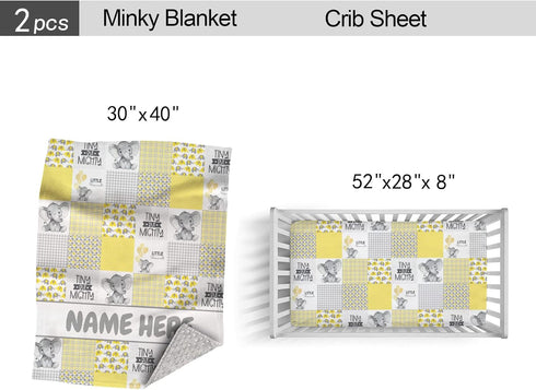 Naseagleeye Set Personalized Yellow Bedding for Baby Girls & Boys, Custom Name Crib Comforter & Fitted Sheet