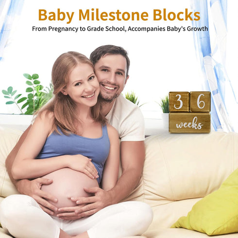 GIRVEM Set Countdown, 7 Baby Monthly Milestone Blocks for Boy or Girl, Milestones Age Photo Block for Baby Shower