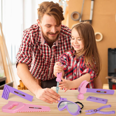 Kids Tool Set with Toy Drill and Tool Box, Construction Tools for Pretend Play Gifts for Toddlers Aged 3-7