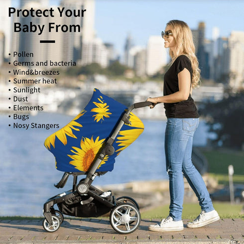 Schgap Sunflowers Baby Car Seat Covers Canopy, Nursing Cover Breastfeeding Baby Carrier Covers Carseat Canopy