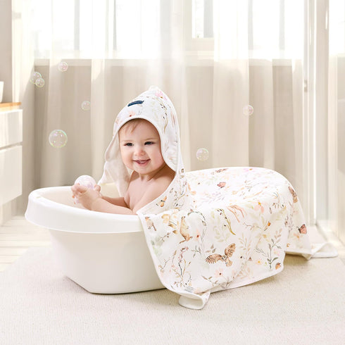 2 Pack 34"x 34" GRSSDER Baby Hooded Towel for Newborn, Super Soft Bath Towels with Original Design, Ultra Absorbent