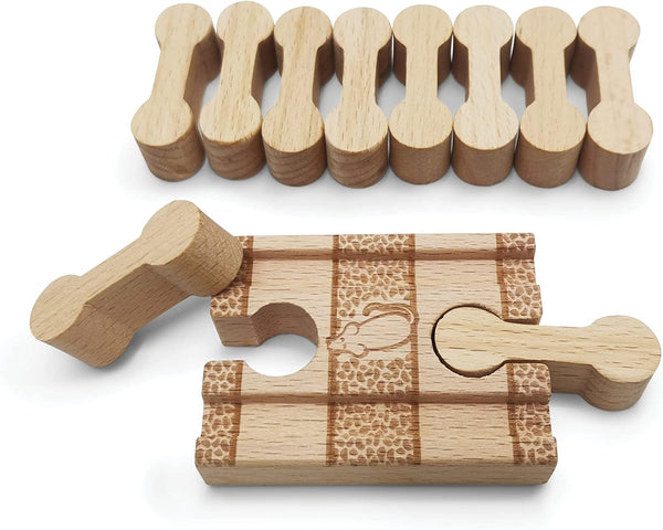 11 Pcs Deluxe Wooden Dog Bone Track Connector Pack - Train Connector