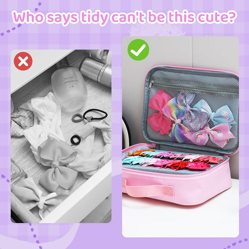 Bow Organizer for Girls, Bows Holder for Girls Hair, Bow Case Organizer for Toddler Baby Girl Hair Accessories for Claw
