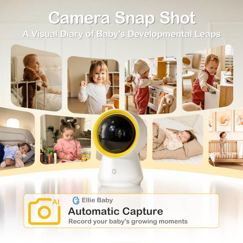 Ellie Baby Pro 5" 1080P 6000mAh 1000ft 24hrs Ellie Baby Monitor No WiFi, Baby Monitor with Camera and Audio, IPS