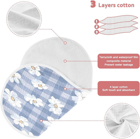 YETTASBIN Flower Plaid Muslin Baby Burp Cloth, Super Soft Absorbent Cotton Burp Rag Baby Bibs Feeding Cloth for Newborn