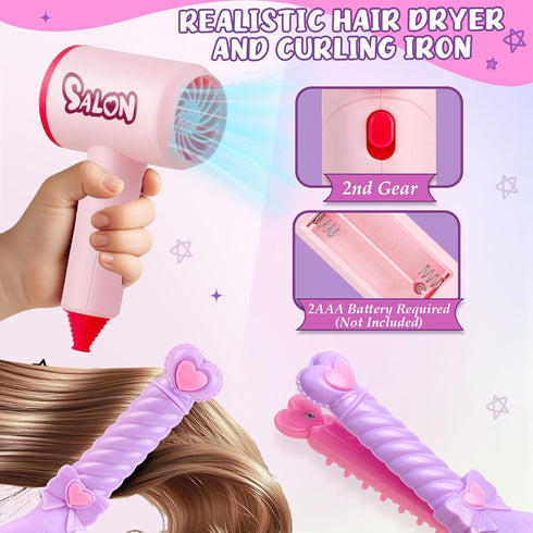 Set, 3 4 5 6 7 8+ Toylink Doll Head for Hair Styling Kids Makeup Blonde Bride Beauty Stylist Pretend Play Toy