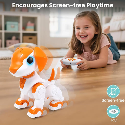 3-8, 4 5 6 7 IQKidz Remote Control Robot Toys Dog for Kids Age RC Smart Walking Electronic Pet Dog Toy with Light Eyes
