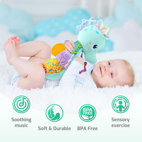 Infant Baby Musical Stuffed Animal Activity Toys, Multi-Sensory Crinkle, Rattle, Textures for Newborns 0-12 Months,